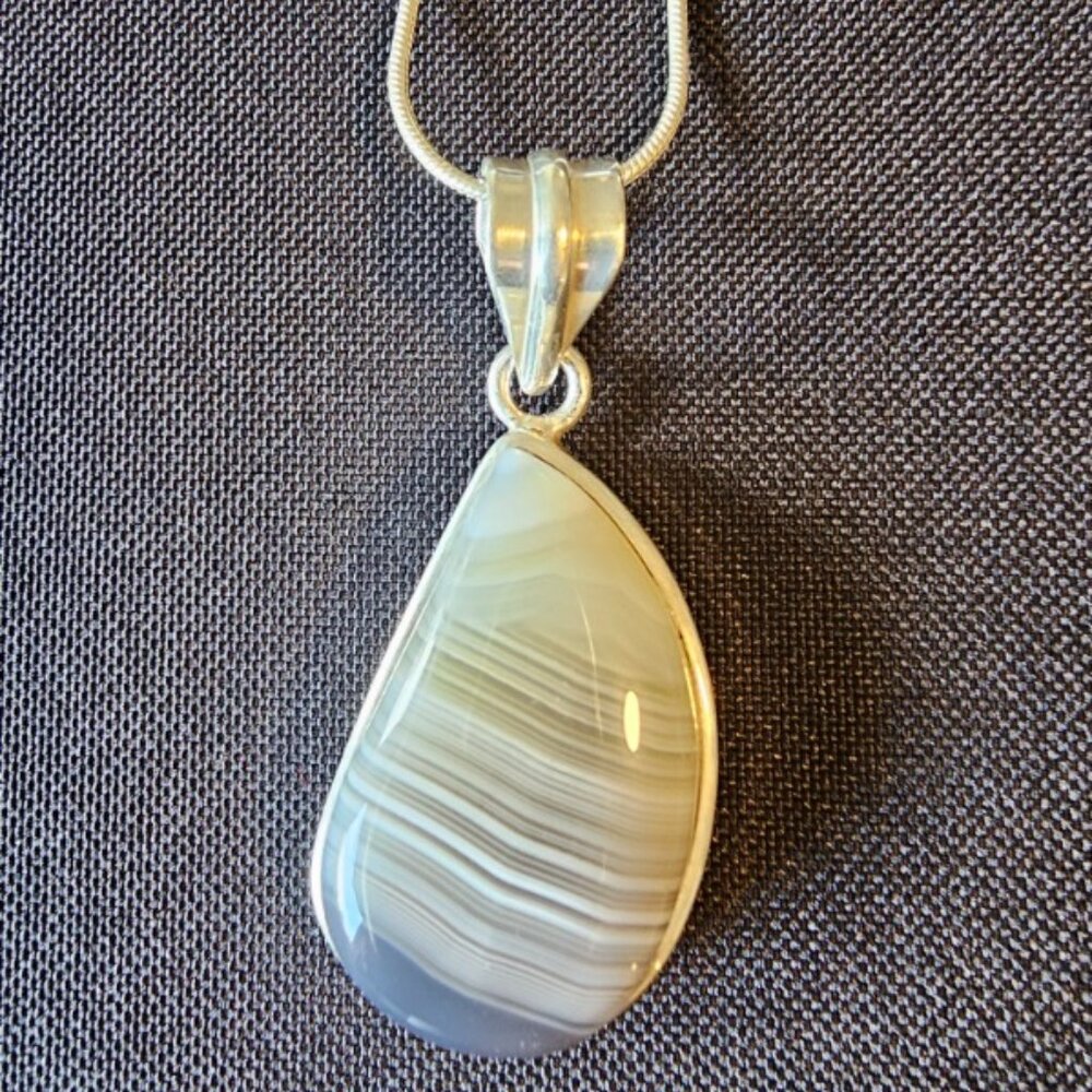 Stone Pendant with 18" 925 Sterling Silver Snake Chain